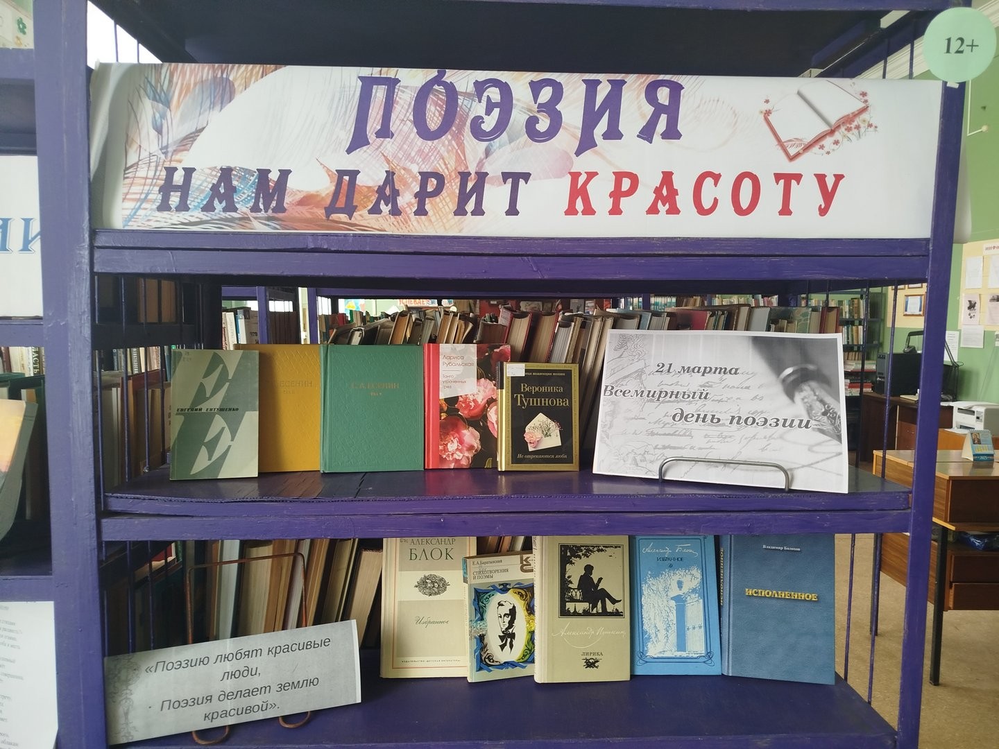 Книжная выставка «Поэзия нам дарит красоту» (12+) Книжная выставка «Поэзия нам дарит красоту» (12+)